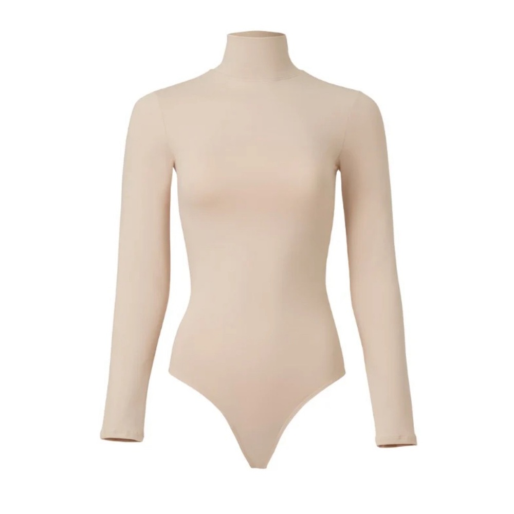 Ambitionist Power Player Turtleneck Bodysuit in Sand